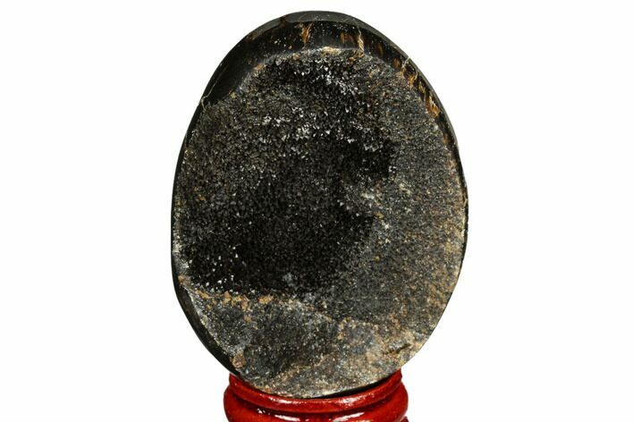 Septarian Dragon Egg Geode - Black Crystals #183150